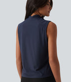 Blouse de travail sans manches à col drapé