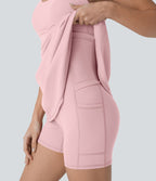 Softlyzero™ Plush Robe de danse courte dos nu avec short intégré - Version Easy Peasy