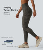 Legging de running Halara UltraSculpt™ gainant taille haute imprimé à carreaux avec poches