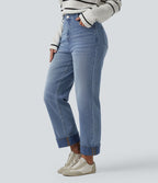 Jean droit 7/8 décontracté Halara Flex™ taille haute avec poches