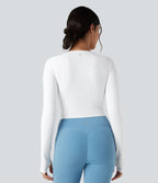 Tops de sport yoga SoftlyZero™ Plush manches longues avec trous pouces
