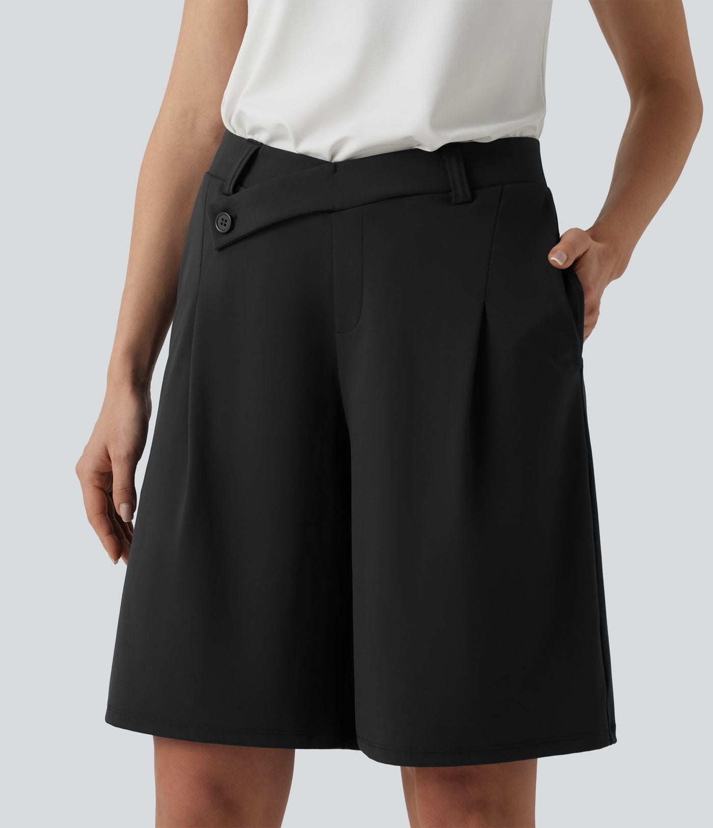 Short tailleur DayStretch mi-taille asymétrique 25 cm avec poches