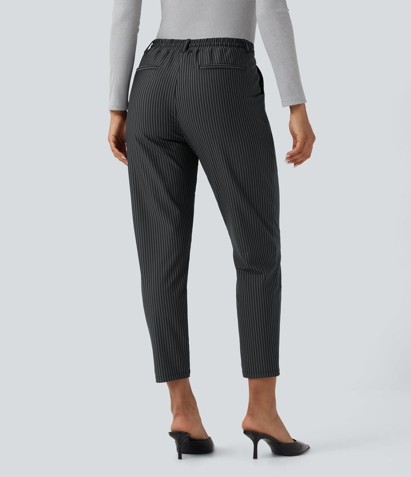 Pantalon Halara Flex™ taille mi-haute à cordon, effet rayé, coupe fuselée avec poches
