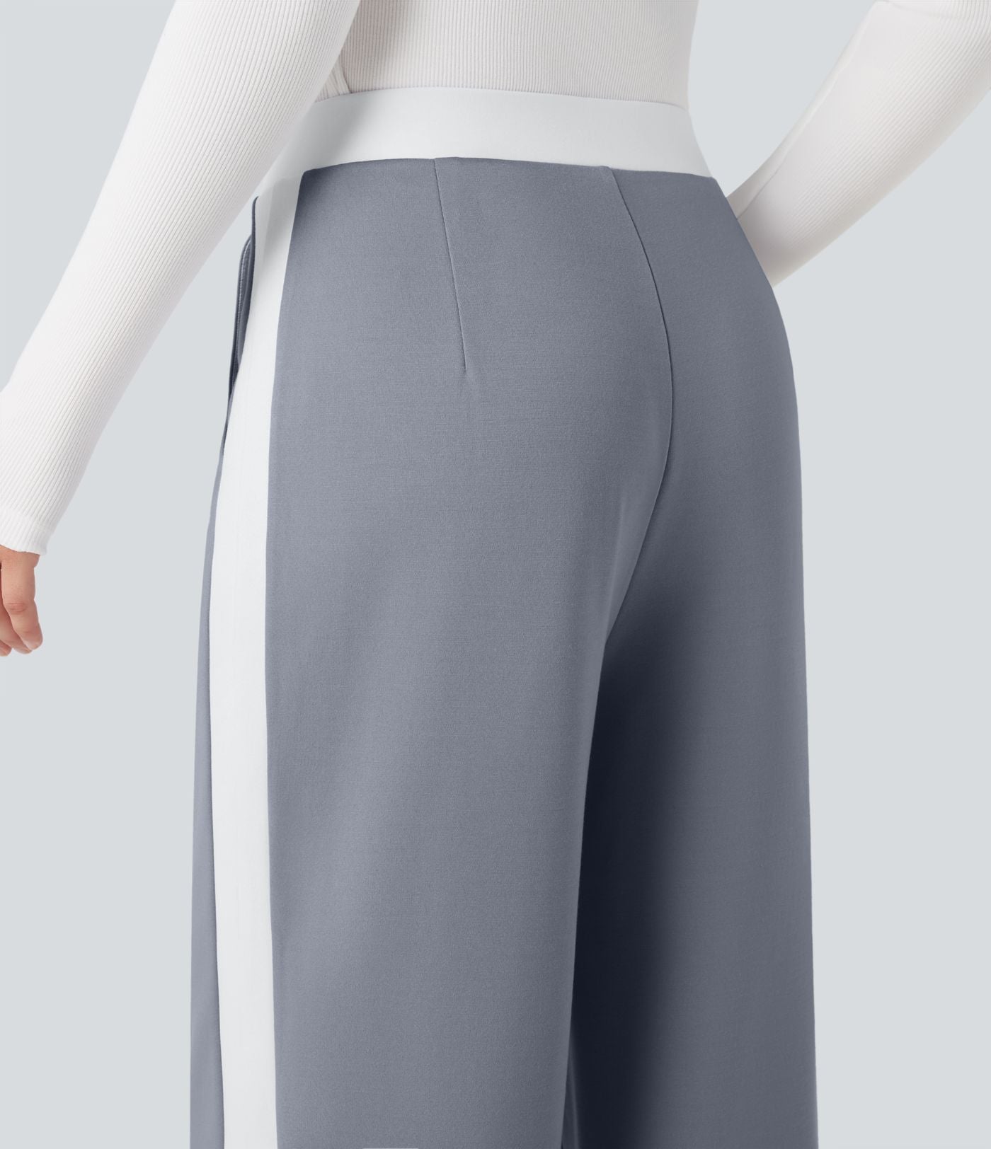 Pantalon de travail coupe droite taille moyenne color block avec fente avec poches