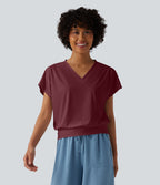 Haut de sport yoga oversize col V à manches courtes effet frais InstantCool à séchage rapide