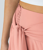 Breezeful™ Pantalon Large Casual Taille Haute Froncé à Nouer Devant et Dos Fluide Séchage Rapide
