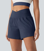 Short de yoga SoftlyZero™ Airy croisé taille haute 2-en-1 effet frais InstantCool 12,5 cm avec poches