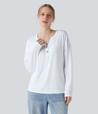 T-shirt col Henley à manches longues