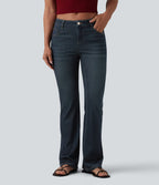 Halara Flex™ Jean bootcut casual taille basse en lyocell drapé, avec poches