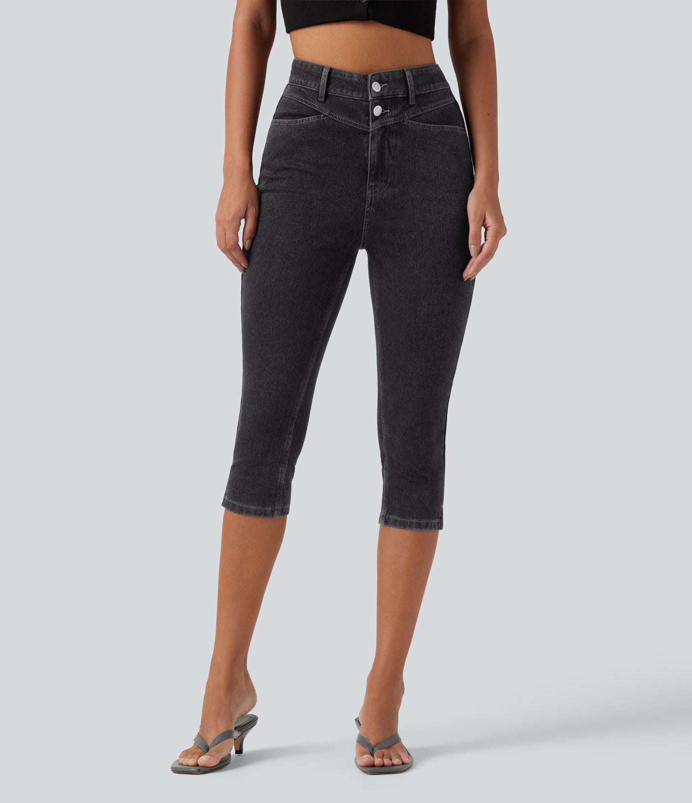 Halara Flex™ Jean slim casual capri taille haute avec fentes et poches