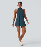 Robe de yoga courte 2-en-1 dos nu à nouer Softlyzero™ Airy Cool Touch avec poche latérale - UPF50+