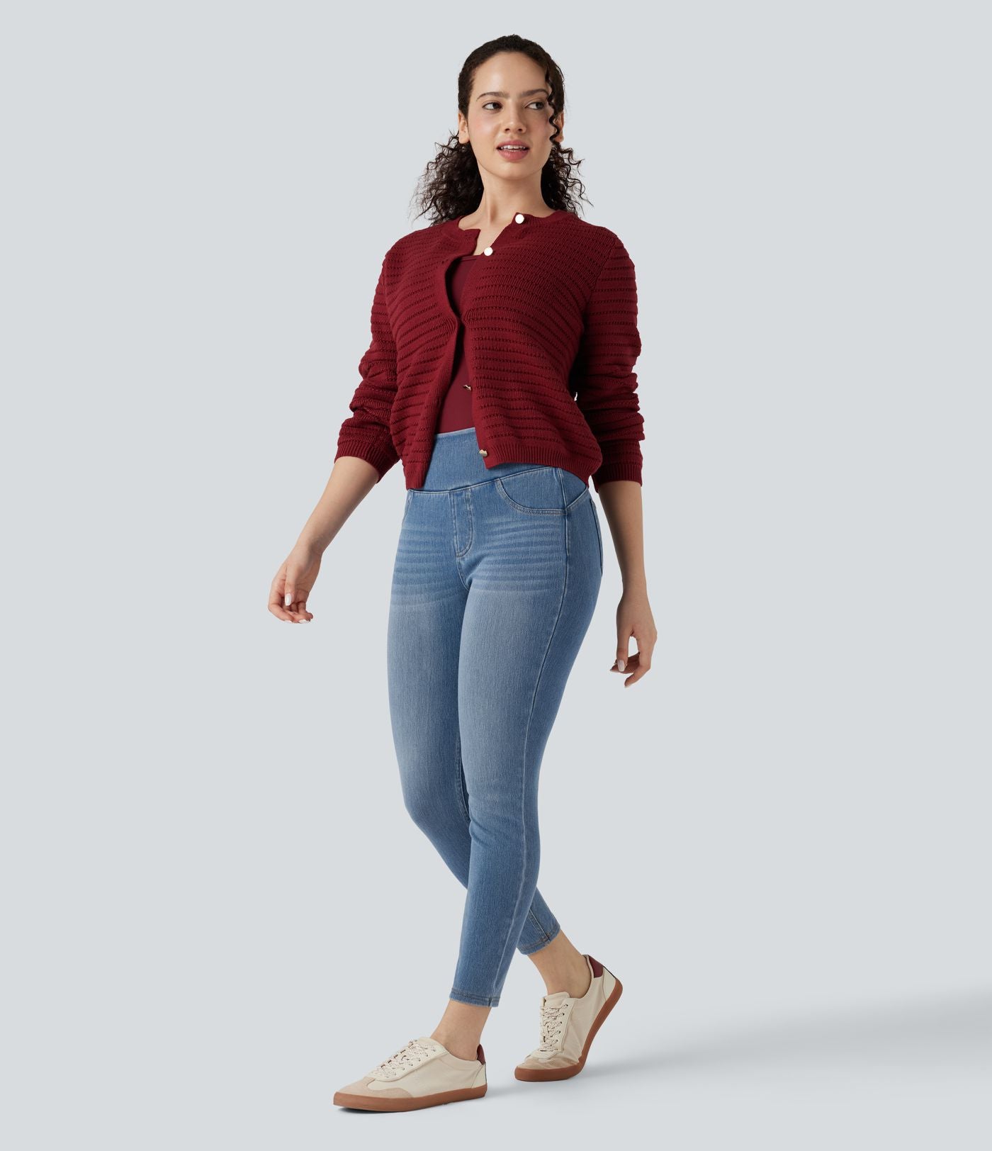 Legging denim Halara Flex™ 7/8 skinny push-up gainant taille haute avec poches