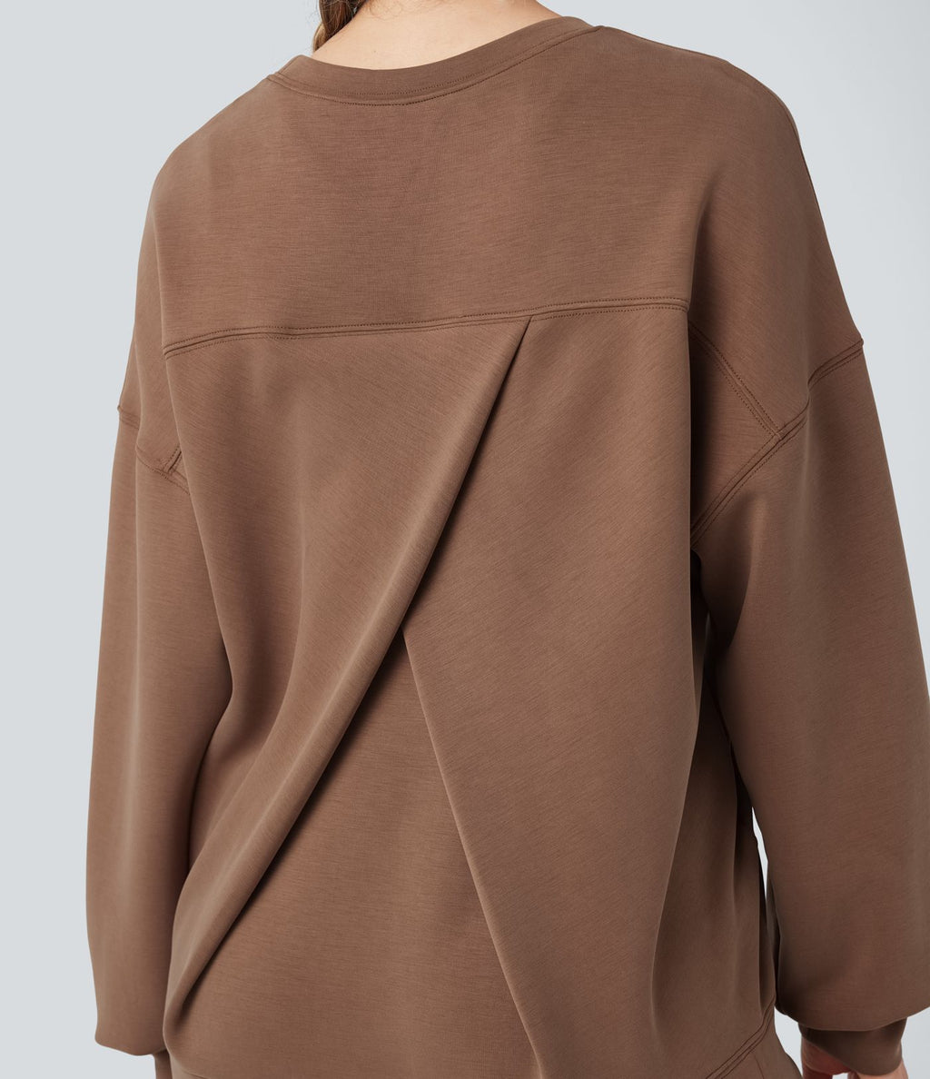 Sweat-shirt décontracté SpacerTek™ col rond, manches longues et dos croisé, avec poches