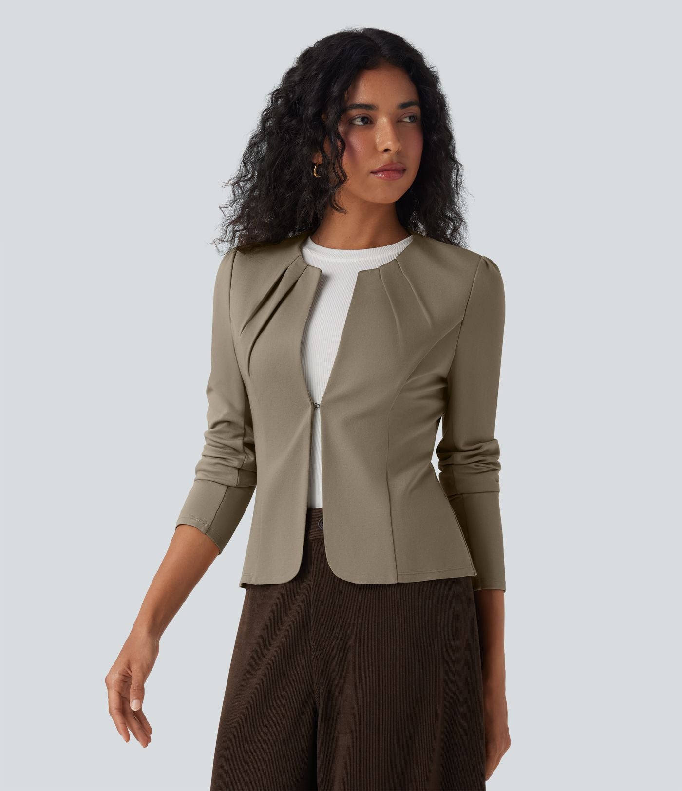 Blazer de travail col rond à agrafes