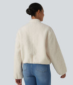 Veste sherpa décontractée zippée avec poches