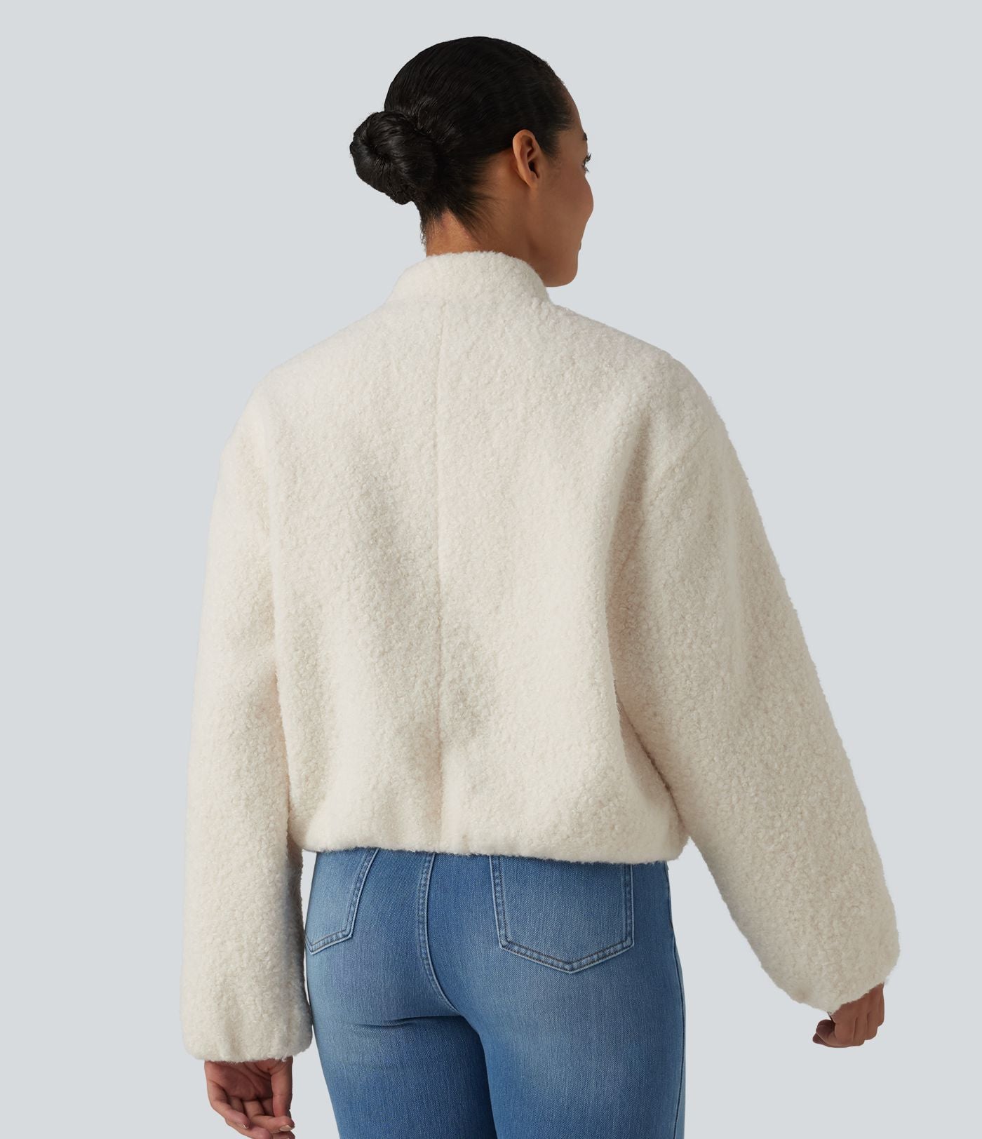 Veste sherpa décontractée zippée avec poches