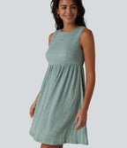 Robe courte décontractée sans manches à col rond