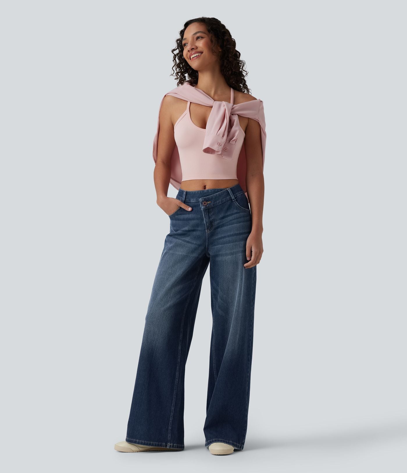 Jean large décontracté Halara Flex™ asymétrique taille mi-haute avec poches
