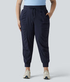 Jogging danse grande taille effet frais InstantCool à taille haute à cordon de serrage froncé et fuselé séchage rapide avec poches, protection solaire UPF40+
