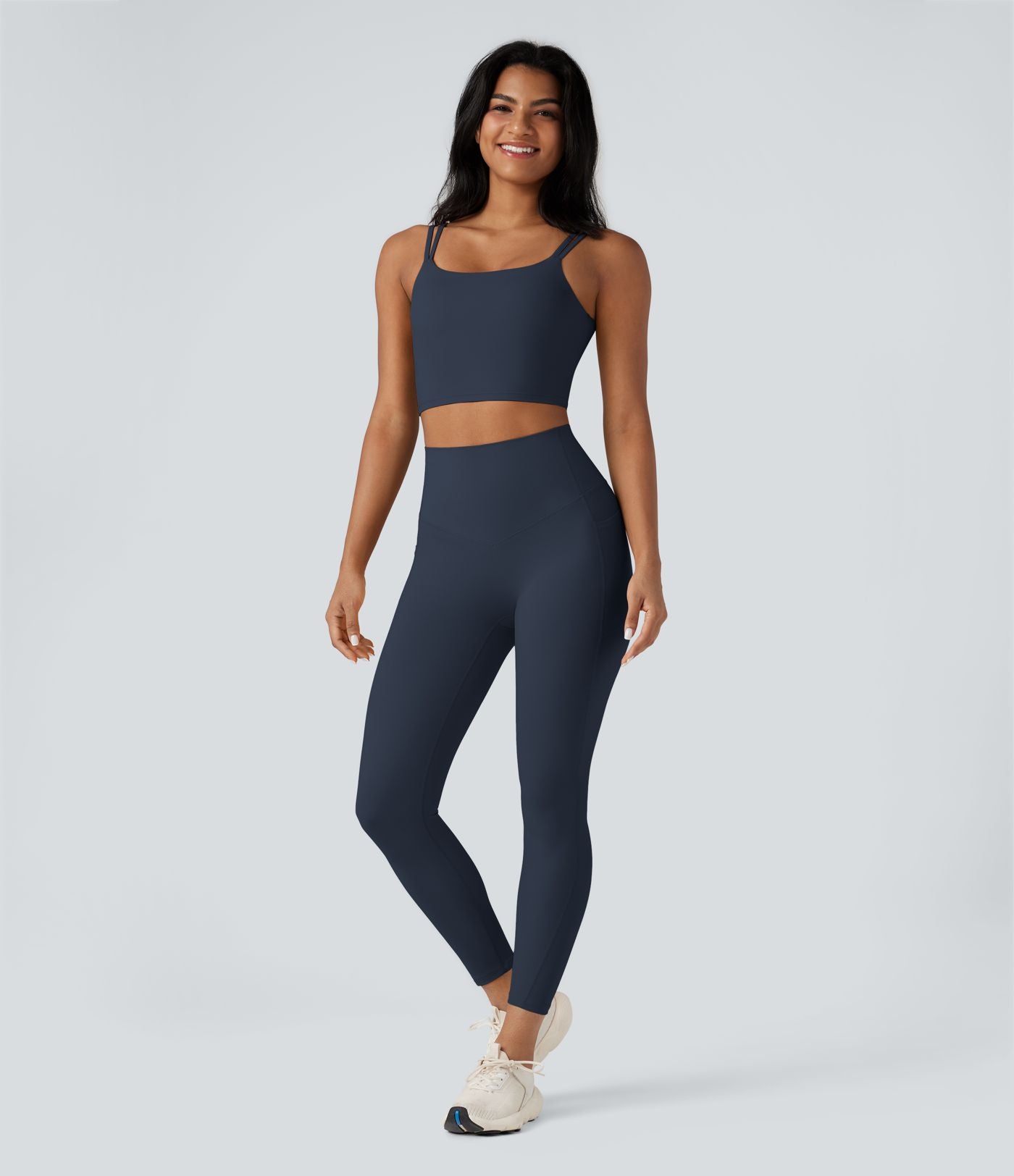 Débardeur yoga court Halara UltraSculpt™ double bretelles torsadé dos nu
