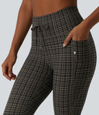 Legging corsaire de yoga Halara UltraSculpt™ imprimé à carreaux taille haute avec cordon de serrage et poches