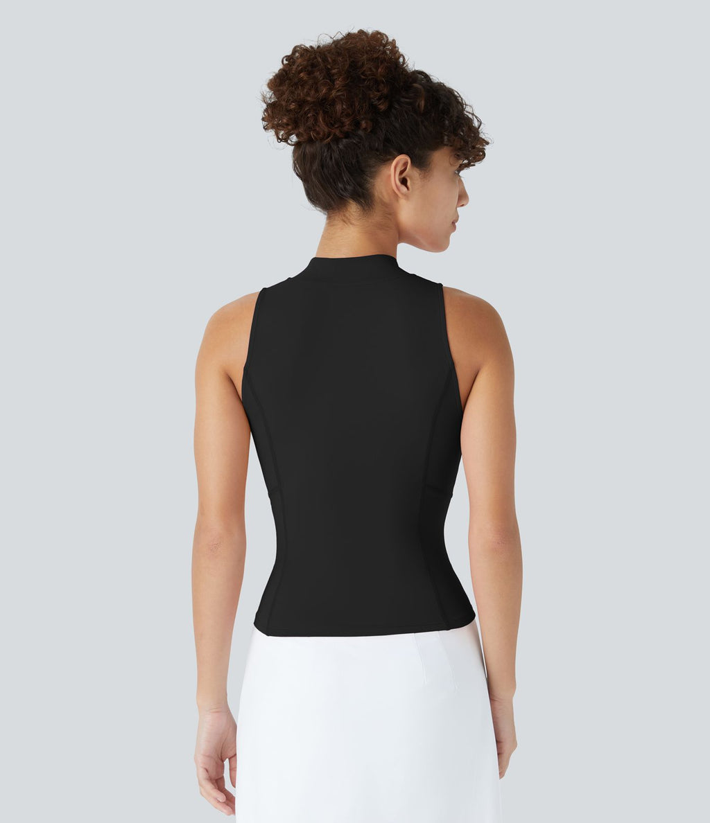 Softlyzero™ QuickDry Débardeur Golf Slim à Demi-Zip et Col Baseball