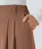 Halara Flex™ Pantalon Tailleur Large Fluide Gaufré Taille Haute Poches Latérales