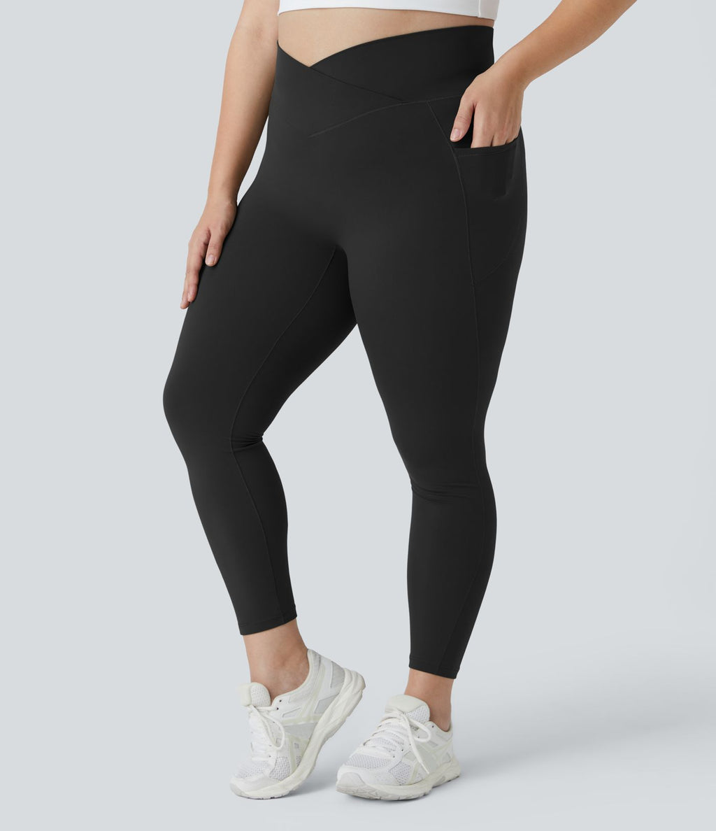 Softlyzero™ Legging Grande Taille Pleine Longueur Taille Haute Poches Latérales Croisée - UPF50+