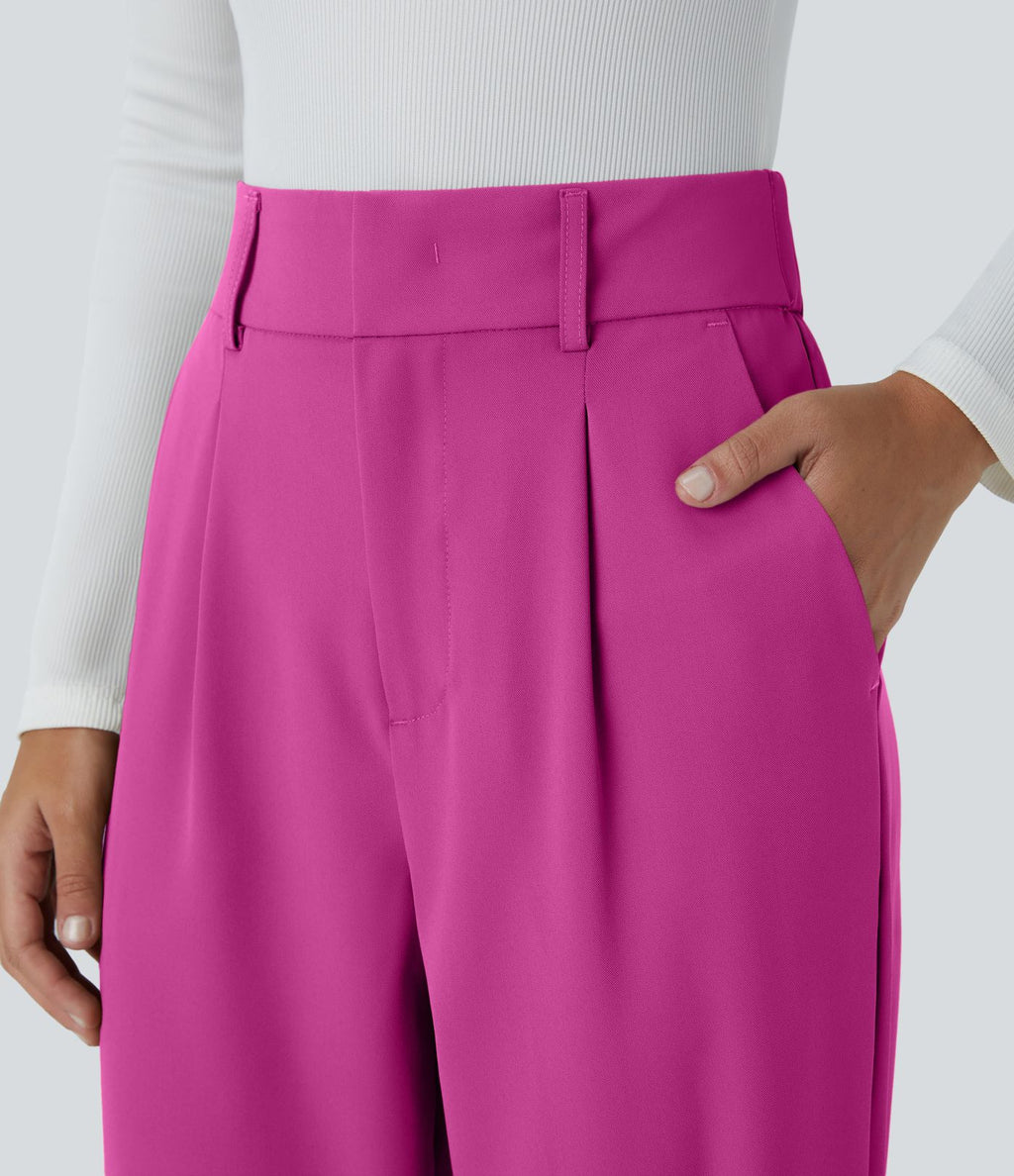 Pantalon tailleur Halara Flex™ fuselé uni, taille haute, avec poches
