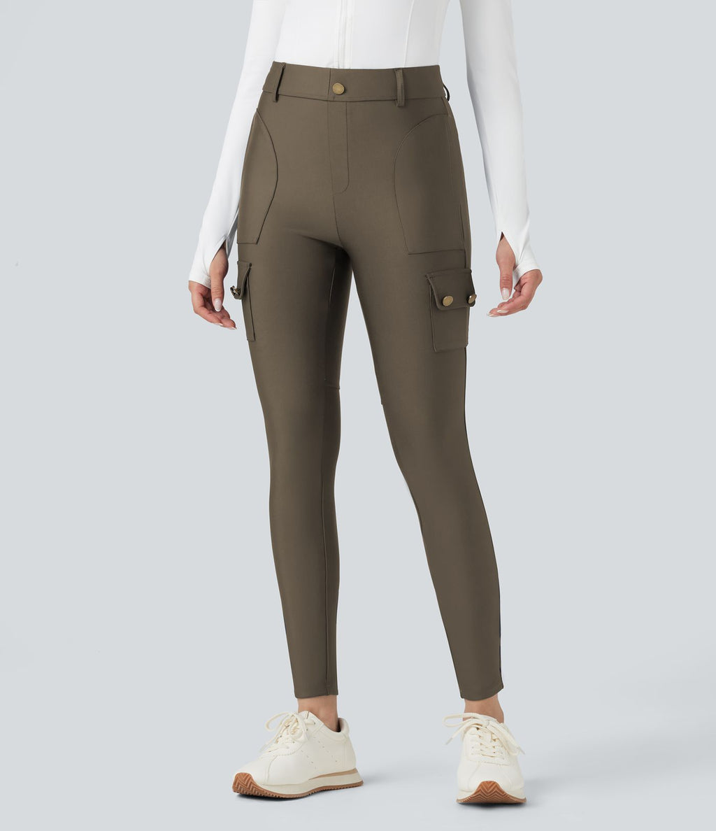 Legging 7/8 brillant taille haute avec poches
