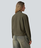 Veste cargo casual col montant manches longues avec poches