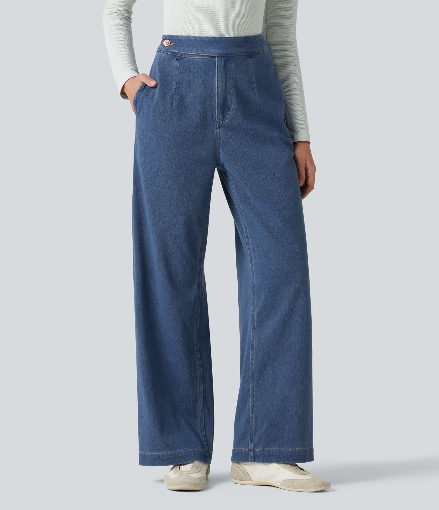 Halara Flex™ Jean droit casual taille haute avec poches