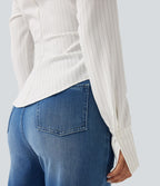 Chemise tailleur portefeuille laçage rayures manches longues