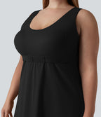 Robe de tennis 2-en-1 Halara UltraSculpt™ grande taille avec soutien-gorge intégré push-up et poches - Édition Easy Peasy