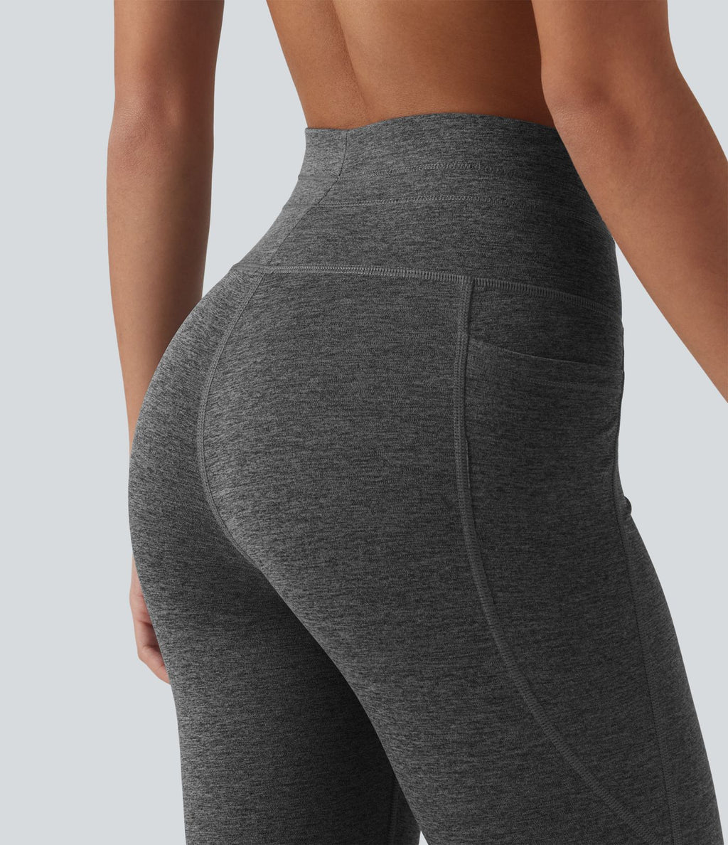 Legging 7/8 de yoga chiné taille haute séchage rapide avec cordon de serrage Halara UltraSculpt™ et poches
