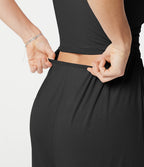 Combinaison côtelée décontractée sans manches à col en V froncée avec brassière intégrée et poches - Édition Easy Peasy