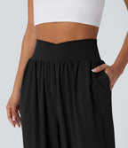 Pantalon de yoga croisé taille haute à séchage rapide Breezeful™ avec poches latérales