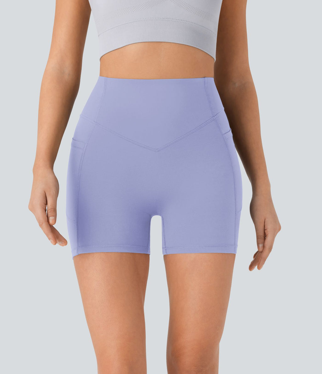 Short cycliste 12,5 cm d'entraînement gainant galbant taille haute avec effet scrunch et poches Halara UltraSculpt™