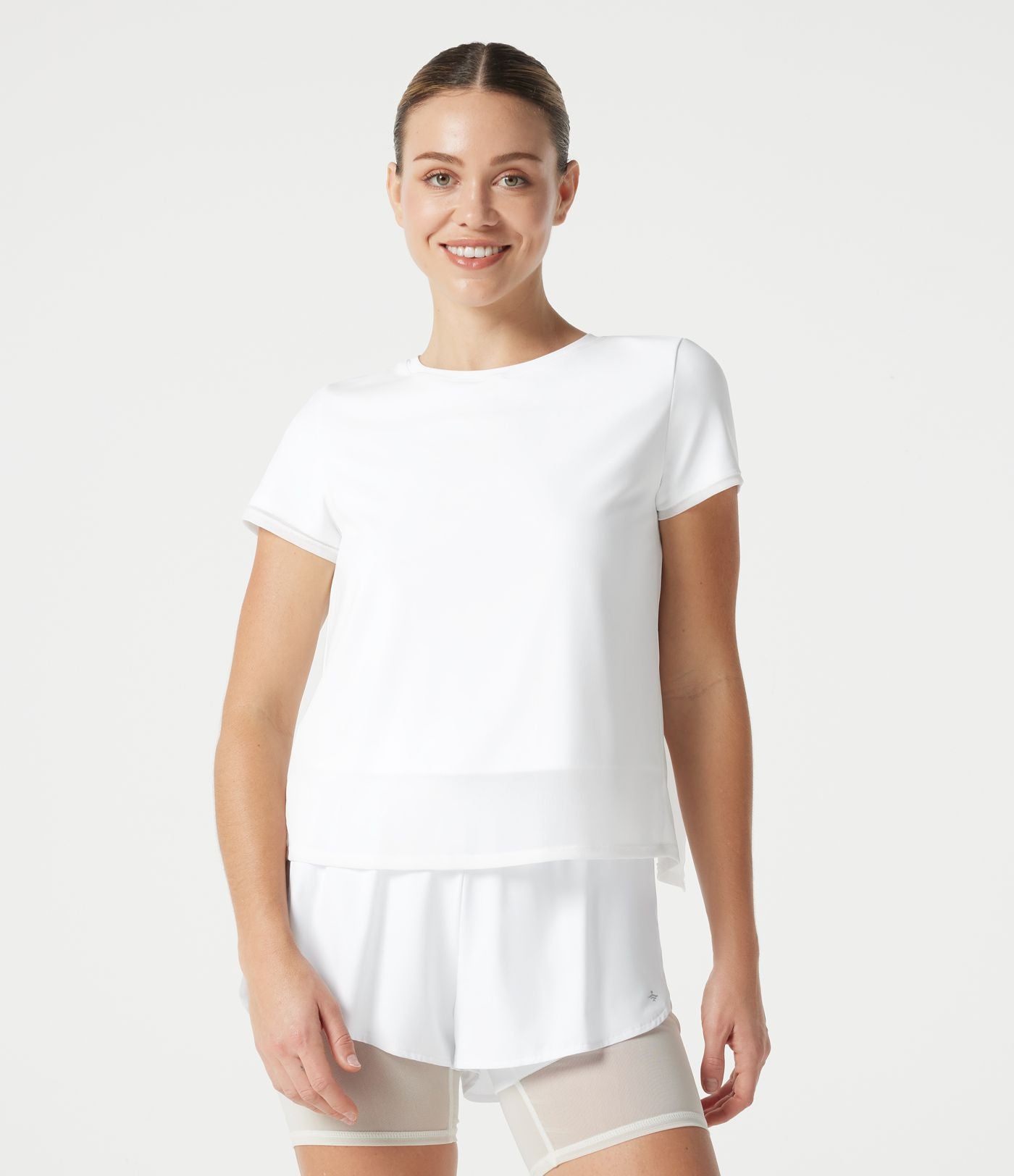 Haut sport SoftlyZero™ Airy effet frais InstantCool à col rond avec superposition en mesh, protection solaire UPF50+