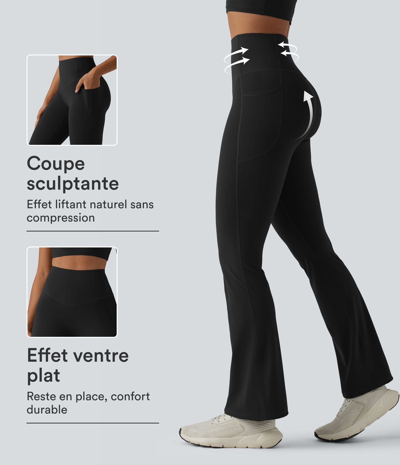 Legging de yoga bootcut Halara UltraSculpt™ taille haute push-up gainant avec poches