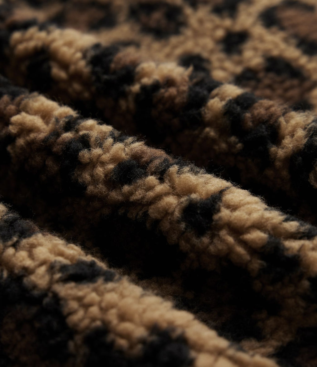 Veste sherpa col montant côtes contrastantes avec fermeture éclair et poches