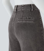 Halara Flex™ Jean large Palazzo et Taille Haute avec Poches Avant en Tricot Extensible Lavé