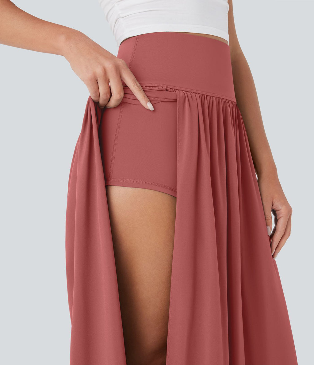 Jupe maxi fluide 2-en-1 gainante taille haute à séchage rapide Breezeful™