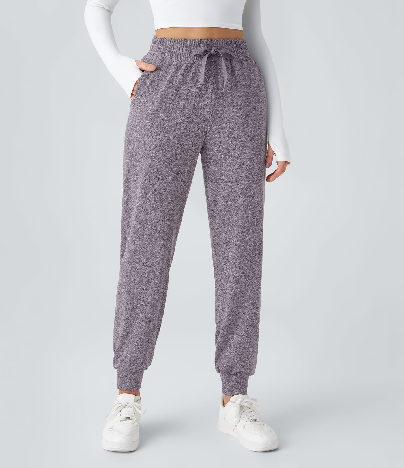 Jogging Yoga Froncé Taille Haute Cordon de Serrage Poche Latérale