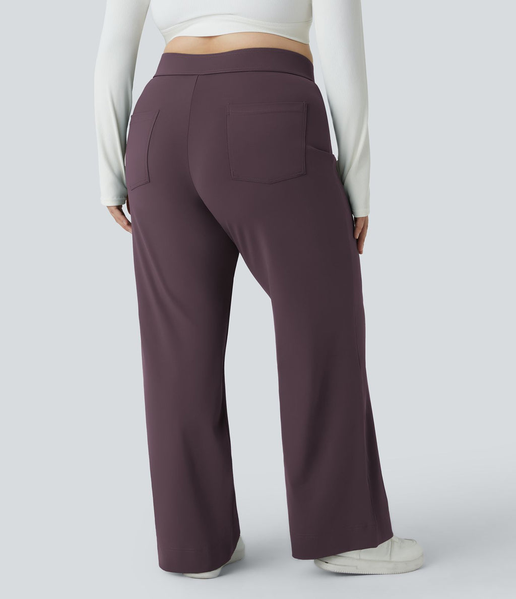 Pantalon coupe droite grande taille taille haute DayStretch avec poches