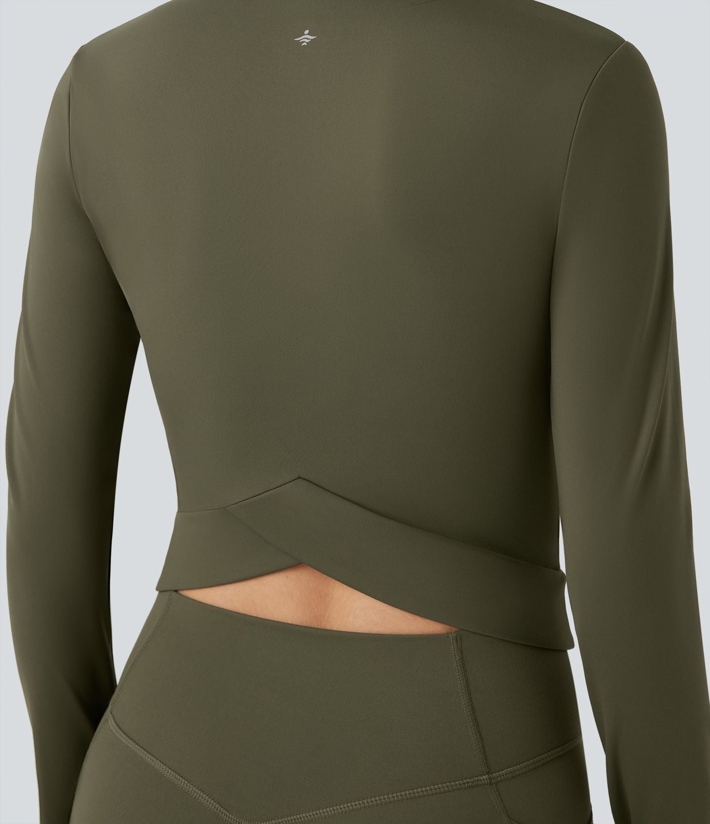 Veste yoga SoftlyZero™ Plush col montant manches longues avec trous pour pouces et dos croisé