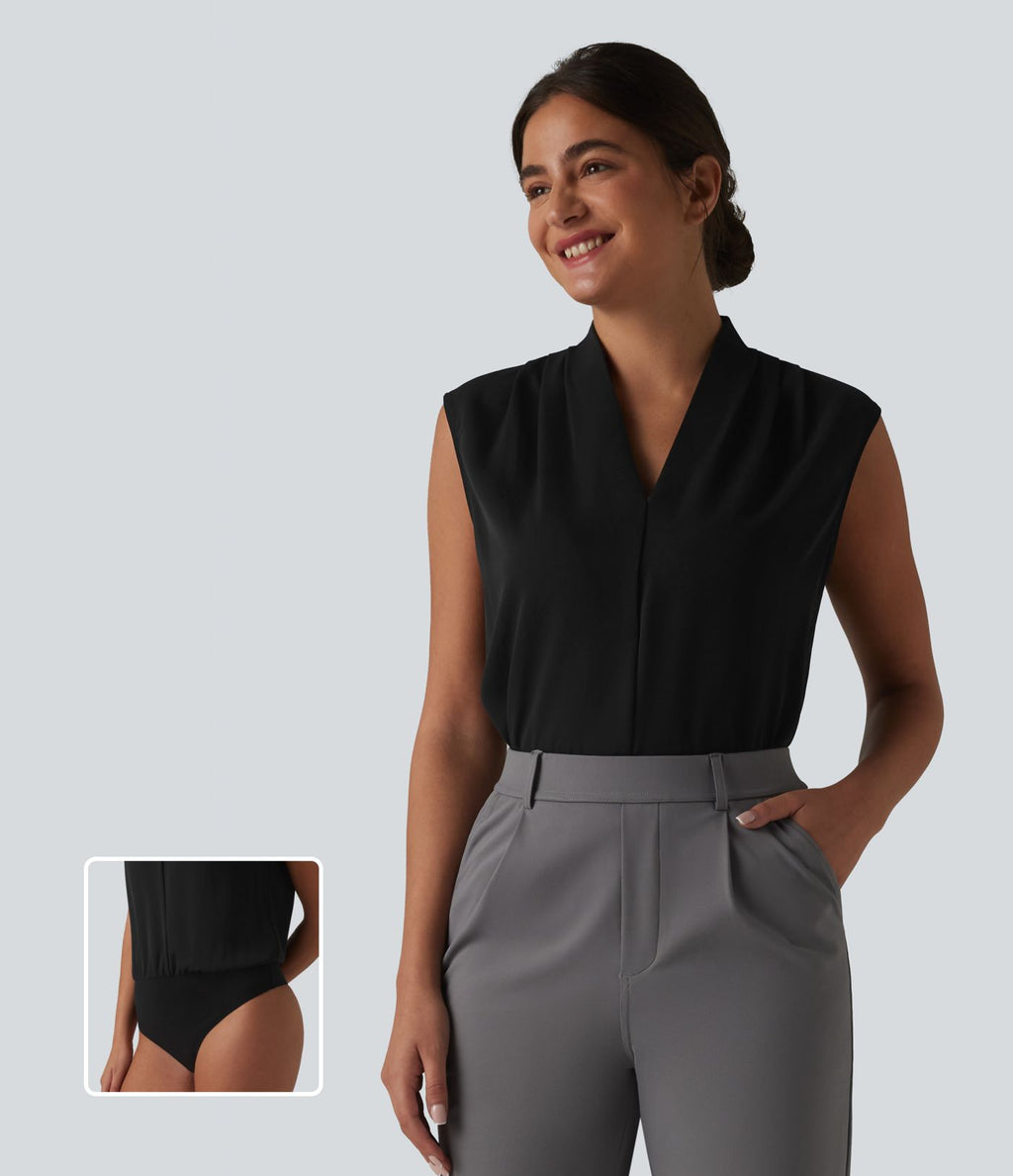 Body tailleur sans manches col V