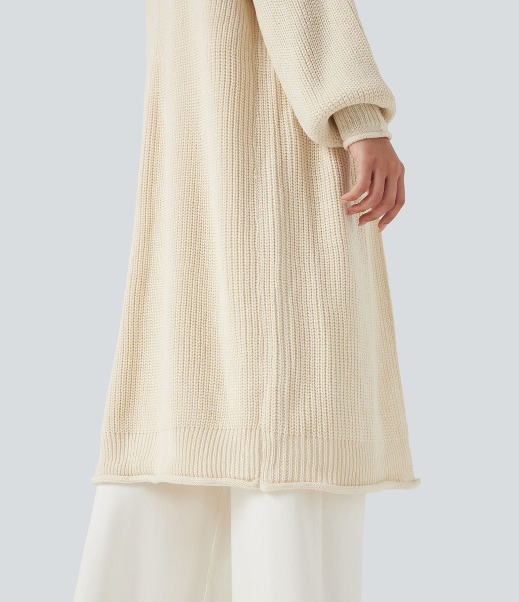 Cardigan de travail tricot ouvert manches longues coupe longue