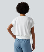 Haut de sport yoga oversize col V à manches courtes effet frais InstantCool à séchage rapide