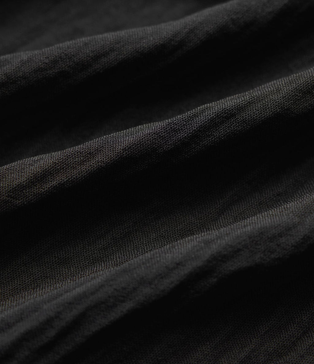 Chemise effet lin esprit bureau à revers, manches retroussées et lien à nouer
